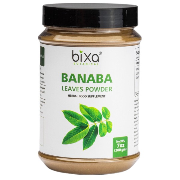 bixa BOTANICAL Banaba Leaf Powder (Lagerstroemia speciosa) 7 Oz (200g), Natural Antioxidants Herbal Supplement