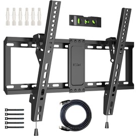 BONTEC TV Wall Mount for 37–85 Inch TVs, Tilting TV Mount Bracket for LED LCD OLED Flat Curved Screens, Low Profile 1.5in Design, Max VESA 600x400mm, Supports up to 132lbs, Fits 55 65 75 85 Inch