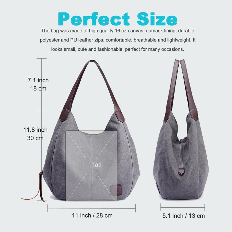 DOURR Bolso de hombro para mujer, multibolsillos, de moda, de