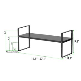 SOFRON Expandable Cabinet Storage Shelf Stackable Organizer Rack for Kitchen Bathroom Pantry Spice Cupboard Countertop Home Office Desk Heavy Duty Nonslip Black Small 1 Pack