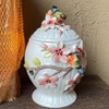 FORLONG Ceramic Food Storage Containers with Lids, 3D Hand-painted Magnolia