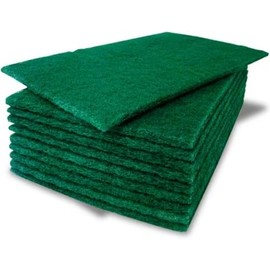 10 Pack of Heavy Duty Green Catering Kitchen Sponge Scourer Pads