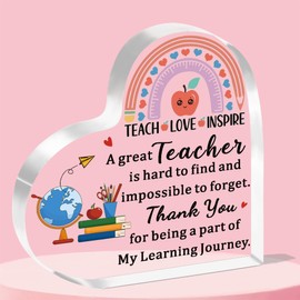 WTOPP Gifts For Teachers,Teacher Appreciation Acrylic Plaque Gifts, End of Year Thank You Gift From Students,Graduation Teacher Gifts Ideas, Thankful Quotes Keepsake, Paperweight, Retirement
