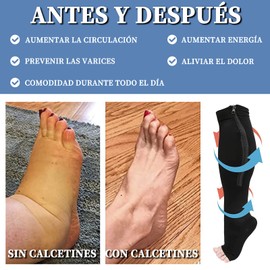 MITEGELO 2 pares Balcetas de compresión, 15-20 mmHg medias de compresión hombre y mujer con cremallera, compresión gradiente para aliviar las agujetas durante el ejercicio(Color carne Grande)