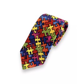 Unbranded Autism Awareness Puzzle necktie Multi Colored by Bowagon Accessories.