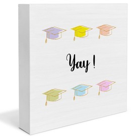 Funny Graduation Decor, Diploma Cap Congrats Desk Decorations Wooden Sign, Graduation Gifts for Her Him, Grad Wood Plaque Block Sign Rustic Home Decor 5 x 5 Inches