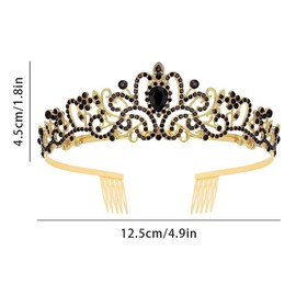 Black Gold BIirthday Crown Queen Sash Kit for Women Girls Birthday Decorations Rhinestone Princess Crowns Crystal Birthday Headbands Happy Birthday Tiara Women Birthday Clothing Accessories