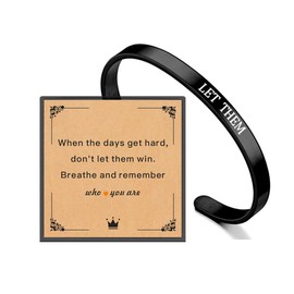 APIUWOXE Let Them Motivational Cuff Bracelet for Women, Stainless Steel Color Inspirational Bangle Bracelets with Engraved Hidden Message Jewelry for Sisters BFF Friends Gifts LTB, 6.8", Stainless
