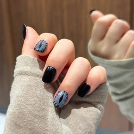 Mgmxbsth 30Pcs Square Fake Nails,Devil Eveil Press on Nails,Cat Eyes Glossy Fake Nails, Stick on Nails with Designs Stick for Women and Girls (Devil's Eye)