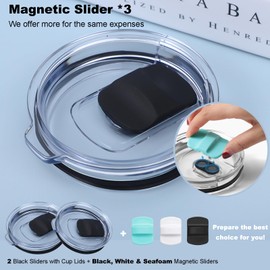 Florixen 20 oz Tumbler Lids 2 Pack with 3 Pack Magnetic Slider - Magnetic Tumbler Lid Replacement for YETI - BPA Free Replacement Cup Lids Covers Compatible for YETI 20 oz Tumbler