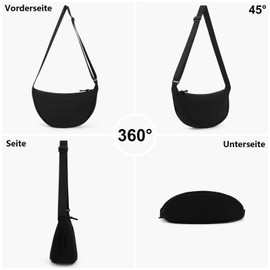 TIAASTAP Damen Halbmond Crossbody Schultertasche, Hobo Casual Crossbody Bag, Einfarbige Tragbare Halbmond-Tasche Umhängetasche mit verstellbarer Schultergurt