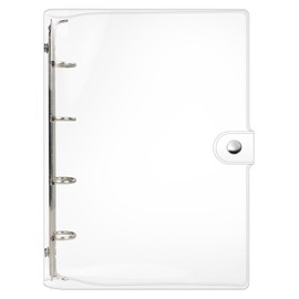 Mairearn A4 Sealing Notebook, Cover, Binder, Transparent, Soft PVC Cover, 4 Holes Ring, Notebook Cover, Seal Storage, Pushing, Metal Ring Type (A4 Seal Book Cover Only)