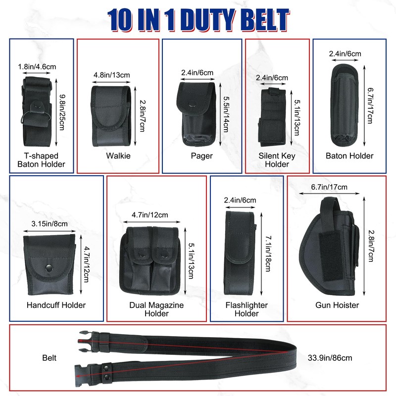 NYXOVA 10 in 1 Police Utility Belt Black Law Enforcement