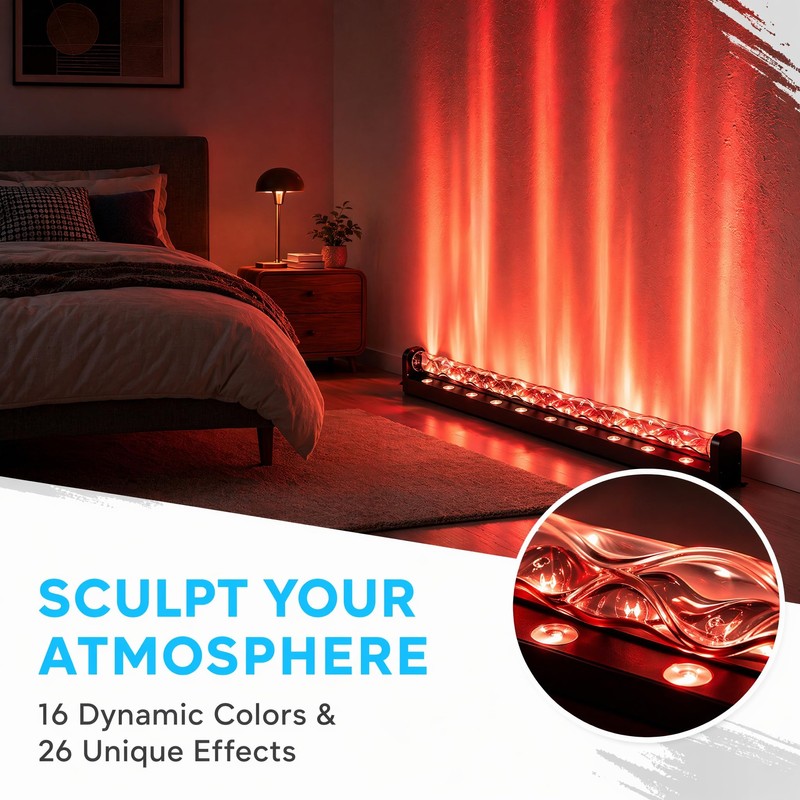 nanzgecc RGBW LED 32W Plug-in 40in Wave Wall Light with