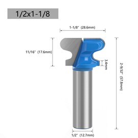 LEPEVNEY End Milling Cutter Bit Finger Pull Bit Router Bit Drawer Pull 1/2" Shank Stool Molding Cutter 1-1/8" Cutting Dia, Pack of 1, Blue or Black