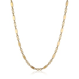 HZMAN Stainless Steel Necklace for Men Hip Hop Polished Gold Chain Long Flat Coffee Bean Chain Necklace Jewelry Gift (22in)