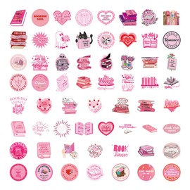 50 PCS Pink Bookish Stickers,Book Stickers for Kindle,Booktok Pink Reading Stickers,Aesthetic Kindle Stickers,Bookish Gifts for Woman,Girl,Book Lover,Gifts for Adult (Pink)