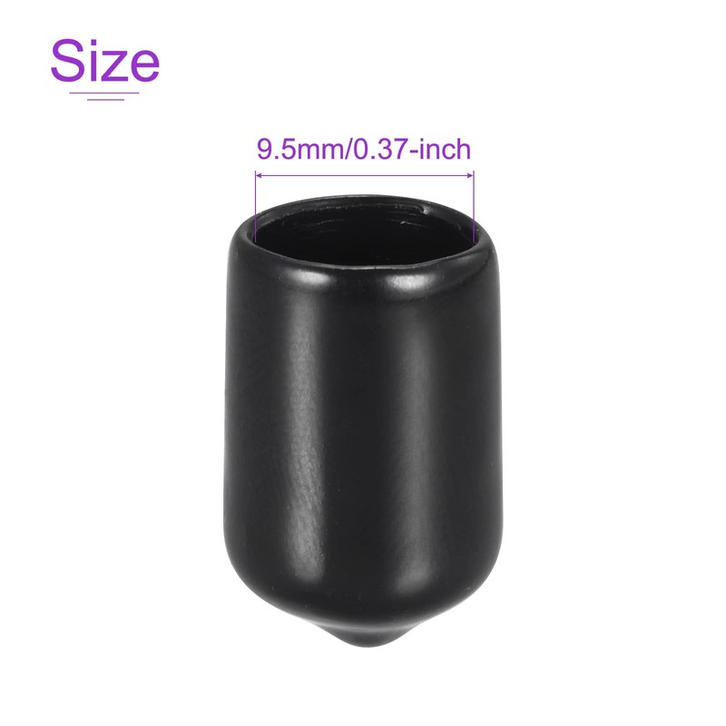 DMiotech 50 Pack 3/8" ID Black Screw Thread Protectors Rubber