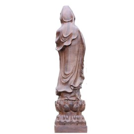 China Natural Ebony Black Wood Carving Kwan Yin Goddess Statue (6" H x 2" L x 1.2" W 0.3lb)