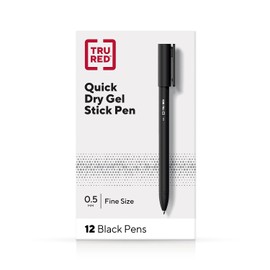 Staples TRU RED Quick Dry Gel Pens, Fine Point, 0.5mm, Black, Dozen (TR54471)