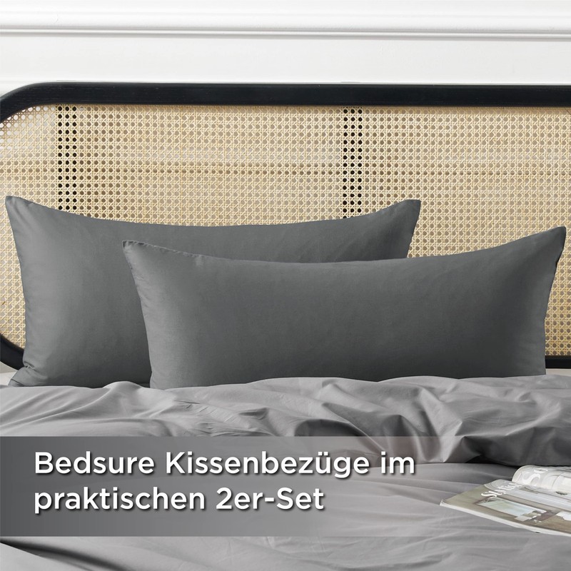Bedsure Cushion Cover 40 x 80 cm Cotton Grey -
