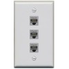 RiteAV 3 Port Cat6 Ethernet Female-Female Wall Plate Flat [Gray/Gray]