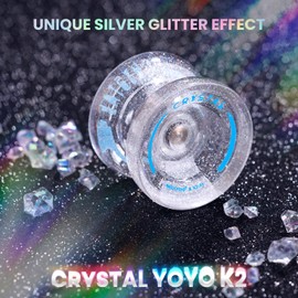 YOSTAR Jojo Professional K2 Crystal with Laser Powder, Trick Jojo with Idle Function, Responsive Yo Yo for Children, Unresponsive Yoyo for Adults, Dual Purpose Jojo with Yo-Yo Ball Bearings + 12 Yoyo