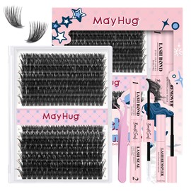Mayhug Lash Extension Set, 100D Eyelash Extensions Set, 9-16 mm, Cluster Lashes, 280 Pieces, D Curl, Individual Eyelashes, Natural DIY Lash Extension Set for Beginners (100D Kit)