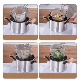 2.5L Small Stainless Steel Oil Strainer Pot With Fry Basket, Deep Fryer with Lid, Oil Filter Pot,Stove Top Deep Fryer With Basket For Cooking Chicken Wings, Seafood
