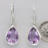 Amber America Drop / Pear Purple AMETHYST Teardrop Earrings Leverback