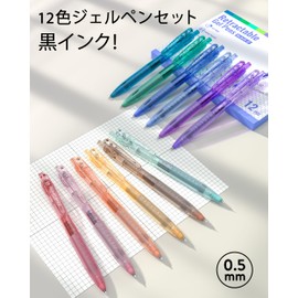 Four Candies Pastel Gel Ballpoint Pen, Black, 0.5, Set of 12, Retractable Type, Cap, Stylish, Easy to Write, Cute, Stationery, Junior High School Students, Black Ink