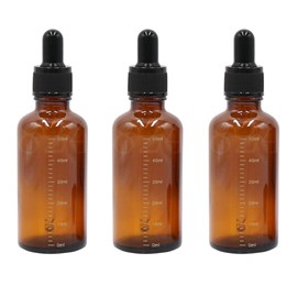 OHEETU 3Pcs 50ML/1.7oz Empty Amber Glass Graduated Scale Dropper Bottles with Pipette Droppers and Black Rubber Heads Refillable Perfumes Aromatherapy Essential Oil Makeup Storage Containers