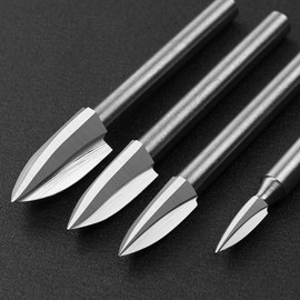Wood Carving Tool, 5 Pieces HSS Engraving Tool Engraving Drill Wood Craft Grinding, Drill Accessories for Woodworking Tool with 1/8 Inch Shank, Universal Fit for Rotary Tools
