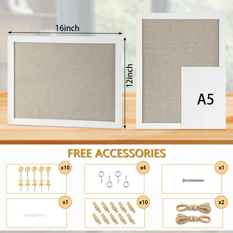 GDMINLO Cork Bulletin Board, with Linen 1-Pack Double-Sided, 16''X 12''Picture