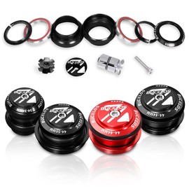 1-1/8 Bike Headset MTB Threadless 34 44 44-56 mm, Straight Tapered Tube Mountain Bikes Road Bicycle Double Sealed Bearings Headsets, for Frame Fork Expander Plug Star Nut