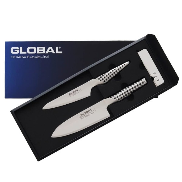 GST-B57 GLOBAL Santoku (6.3 inches (16 cm) 3-piece Set, All Stainless Steel, Made in Japan