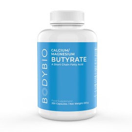 BodyBio Butyrate Postbiotic for Intestinal Health, Relieves Bloating Belly & Gas Formation - Calcium, Magnesium & Butyric Acid Complex for a Healthy Gastrointestinal System