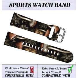 LNZLKING Sport Band Compatible with Versa 4/Versa 3/Sense 2, Elastic Replacement Wristbands Strap for Women Men (Vintage Mushroom Plant)