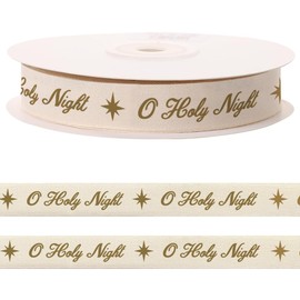 10 Yards Holy Night Natural Cotton Ribbon for Crafting Sewing, 3/5 Inch Christmas Twill Tape Ribbons for Gift Wrapping, Nativity Religious Holy Family Ribbons for Hair Bow Accessories