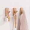 Homedo 4Pack Adhesive Wall Hooks Hat Rack, Wooden Coat Hooks