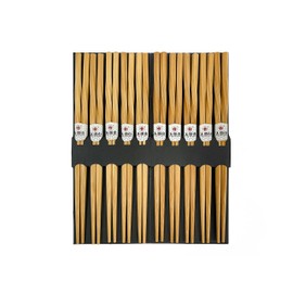 10 Pairs Bamboo Chopsticks Reusable, Twisted chopsticks Natural Wooden Chopsticks, 9.06 Inch/23cm Dishwasher Safe Lightweight by LANHUTHS