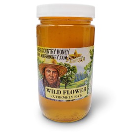 Goshen Honey Amish Extremely Raw WILDFLOWER Honey 100% Natural Domestic Honey with Health Benefits Unfiltered Unprocessed OU Kosher Certified | 1 Lb Glass Jar
