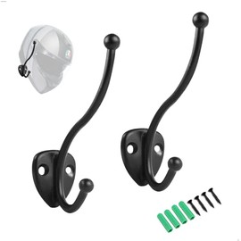 Helmet Mount Wall, 2 Pieces Helmet Holder Retro, Mount for Motorcycle Helmet, Helmet Mount Wall for Hanging Motorcycle Helmet, Jacket, Glove, Black