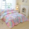chovy Faux Fur Plush Tie-Dyed Pink Comforter Sets King -