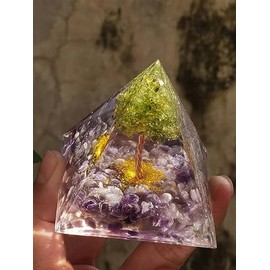 ycyingcheng ycyingcheng Amethyst Pyramid Ogan Crystal Energy Tower, Nature Reiki Chakra Crushed Stone, Natural Pyramid Ogan Crystal Energy Tower Energy Healing Reiki Chakra Ornament Jewelry Home Office, 6cm