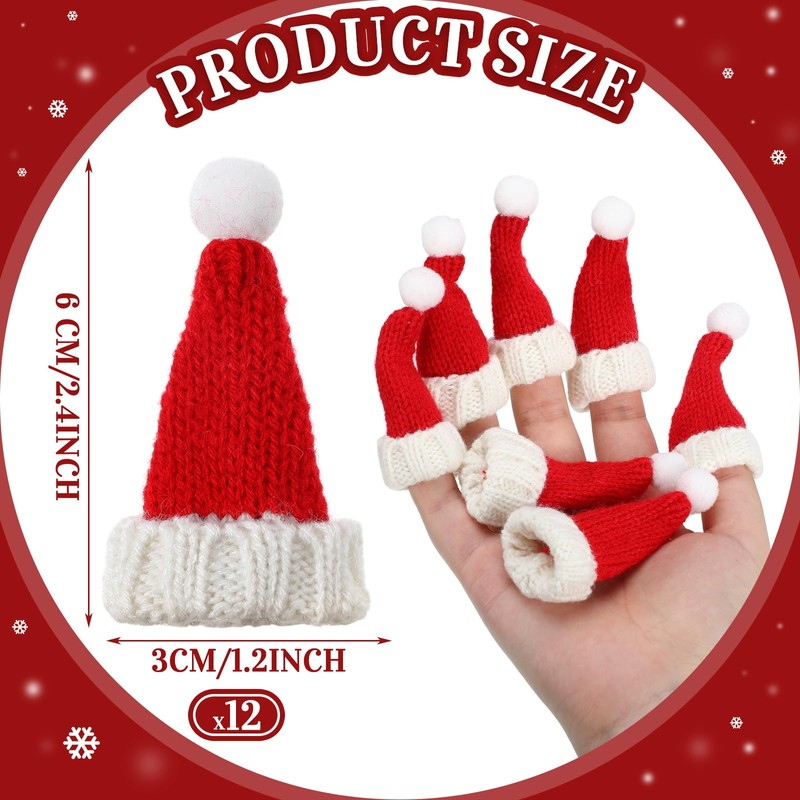 Bencailor 12 Pcs Mini Santa Hats for Crafts Small Christmas
