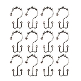 Stainless Steel Shower Curtain Hooks Resistant Double Glide Smooth Sliding Shower Rings for Bathroom 12Pcs
