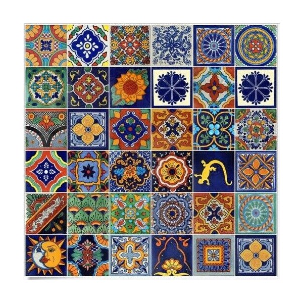 Box of 100 4x4" Mexican Hand Painted Tiles Mixed Desings