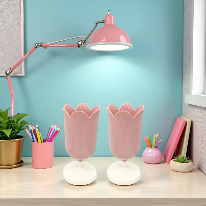 Htppzjr 2Pcs Pen Holder for Desk, Plastic Tulip Pen Holder
