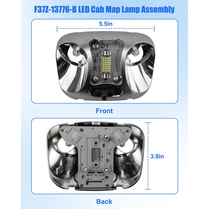 F37Z-13776-B LED Cab Map Lamp Assembly with Cover Fit for